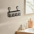 thumbnail image 7 of No-Drill Wall-Mounted Toothbrush Rack Organizer with Suction Cups, Holds Regular & Electric Toothbrushes, Razors, Cups - Black Alloy & Plastic Bathroom Storage Holder, 7 of 7