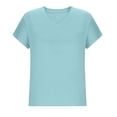 thumbnail image 5 of Nugftut Womens Puls Size Tops Short Sleeve V Neck T-Shirts Solid Color Casual Shirts, 5 of 6