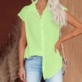 thumbnail image 6 of DOSUKRAI Plus Size Linen Tops for Women,Summer Tops for Women 2024 Trendy Cotton Linen Button Down Shirts Dressy Cap Sleeve Collared Business Casual Blouses Mint Green,XXXL, 6 of 6