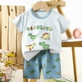 thumbnail image 2 of KPOPLK Kids 2Pcs Summer Clothing Set Baby Boys Short Sleeve Jungle Graphic Tee T-Shirt and Comfy Shorts Outfits for 1-4 Years Size 4-5 Years,Light Blue, 2 of 4