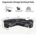 thumbnail image 2 of Recliner Sofa Set ,Manual Reclining Sectional Couch Set with Cup Holders,Living Room Furniture,Corduroy L-Shaped Recliner Couch Set for Living Room Home Office (Dark Grey, Sectional), 2 of 9