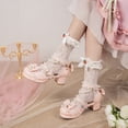 thumbnail image 4 of SACFOF Women Lolita Kawaii Shoes Chunky Heel Mary Janes Ankle Strap Lace Pumps Bow Cute Block Heel Rockabilly Shoes, 4 of 6
