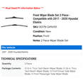 thumbnail image 2 of Front Wiper Blade Set 2 Piece - Compatible with 2017 - 2020 Hyundai Elantra 2018 2019, 2 of 2