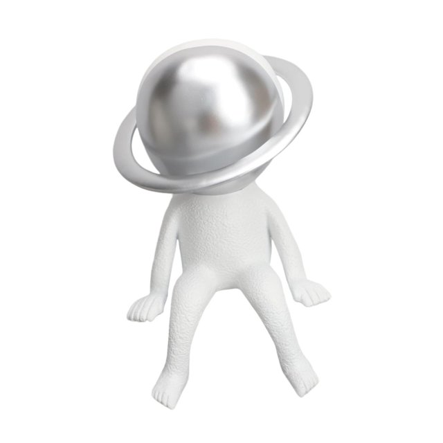 Estatua de , estatuilla de resina, escultura de cosmonauta coleccionable, adorno de mesa para sala de estar, chimenea, dormitorio, gabinete Plata