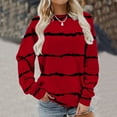 thumbnail image 4 of Babysbule Tops for Women Women's Casual Striped Sweatshirts Thermal Crewneck Long Sleeve T-Shirts Loose, 4 of 6
