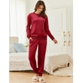 thumbnail image 3 of Ekouaer Womens Pajamas Sets Velvet Long Sleeve Jogger Pjs Soft Sleepwear 2 Piece Lounge Sets Casual Tracksuits, 3 of 7