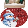 thumbnail image 2 of 7ft Round Rug, Christmas Snowman Non-Skid Rubber Backing Large Area Rugs - Living Room Bedroom Home Office, Xmas Birds Winter Snowflake Red Indoor Floor Mat Carpets Washable Rug, 2 of 9