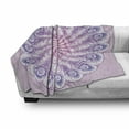 thumbnail image 3 of Peacock Mandala Soft Flannel Fleece Blanket, Negative Effect Tail Feathers Round Pinkish Romantic Pattern Bohemian Art, Cozy Plush for Indoor and Outdoor Use, 70" x 90", Multicolor, by Ambesonne, 3 of 6