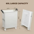 thumbnail image 4 of BEAMNOVA Collapsible Laundry Basket with Wheels and Handle, 60L Large Foldable Laundry Hamper Plastic Dirty Clothes Storage Basket (White), 4 of 7