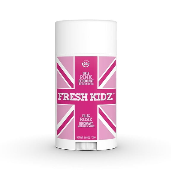 Fresh Kidz Deodorant Stick for Kids and Teens - Baking Soda and Aluminum-free 24 Hour Protection for Sensitive Skin - Girls "Pink", 2.65 oz / 75 g