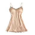 thumbnail image 2 of LYEAA Sleep Dress for Women Sleeveless Plus Size Cozy Summer Short Night Gowns Chemise Solid V Neck Loose Casual Soft Pajamas Sleepwear Loungewear Fashion Elegant Women's Nightdress Beige S, 2 of 3