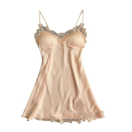 DISKEBUISS Women Lace Lingerie Sexy Spaghetti Strap Solid Color Nightwear Size S-XXL