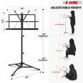 thumbnail image 5 of 5 Core Music Stand Adjustable Desktop Book Stands Portable Sheet Holder All Metal Foldable Bookstand, 5 of 9