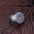 thumbnail image 2 of 14K White Gold Vikings Compass Iris Flower Ring Men Women Fashion Handmade Quality Finger Jewelry Gift for Boyfriend, 2 of 7
