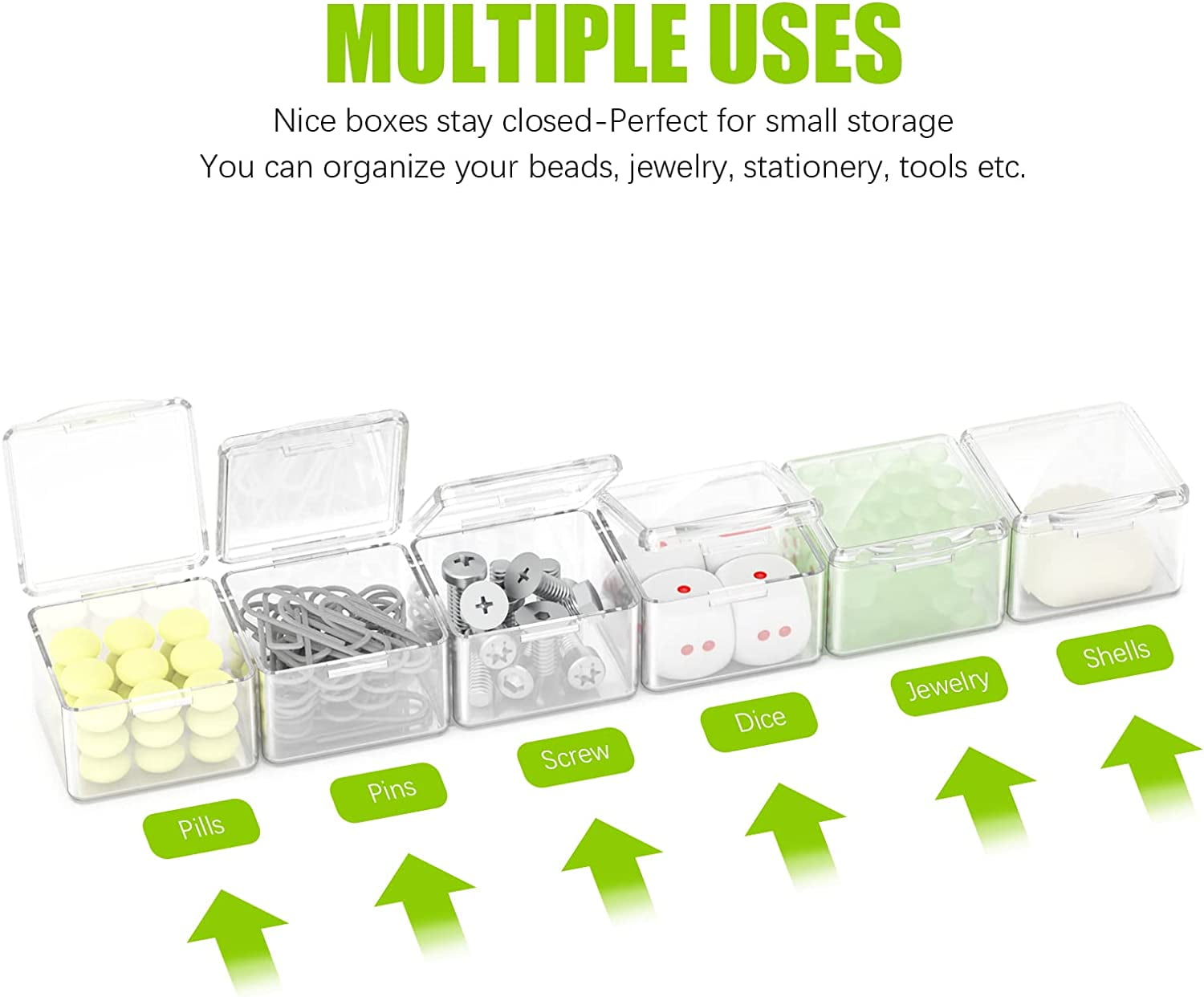 30 Packs Plastic Stackable Organizer Container with Lids, Mini Containers for Beads, Glitter, Slime, Paint or Seed Storage - Black (Transparent)