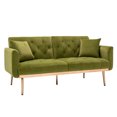 thumbnail image 4 of Accent Sofa, Mid Century Modern Velvet Fabric Couch, Convertible Futon Sofa Bed, Recliner Couch Accent Sofa Loveseat Sofa with Gold Metal Feet for Living Room Bedroom Office Small Space, Olive, 4 of 9