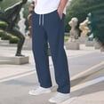 thumbnail image 2 of dGslk Mens Casual Loose Fit Drawstring Waist Pants Lightweight Breathable Comfortable Trousers for Daily Wear Lounge Travel Navy XL, 2 of 2