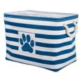 thumbnail image 1 of Bac de Rangement Rectangulaire en Polyester pour Animaux 17.5 x 12 x 15 Po Rayé avec Patch Patte, Marine - Grand, 1 of 1