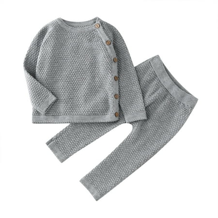 

Youmylove Kids Pajamas Baby Girls Boys Cotton Knitted Sweater Pullover Tops Pants Outfits Pajamas Set