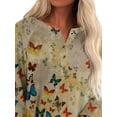 thumbnail image 3 of FASHIONWT Women's Colorful Printed Long Sleeve Round Neck Tops Loose Casual Flowvy T-Shirt, 3 of 4