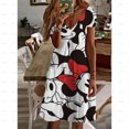 thumbnail image 3 of Vestido mini sexy de manga corta con cuello en V y estampado de amor de Minnie Mouse de Disney para mujer, diseño para exteriores, 3 of 5