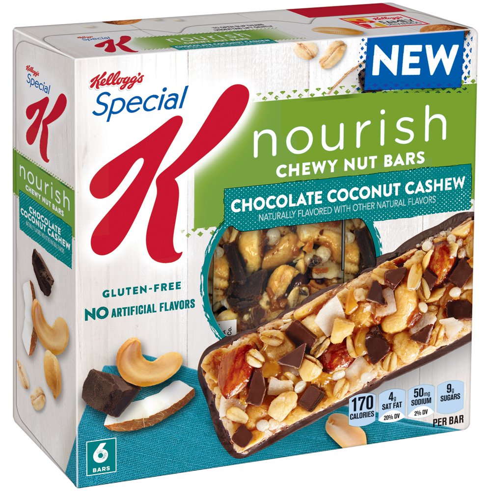 Special K Nourish Chewy Nut Bars, Chocolate Coconut Cashew, 6 Ct