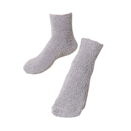 

1 Pair of Men Coral Fleece Ankle Socks Warm Thick Floor Socks Fluffy Sleep Bed Socks (Grey)