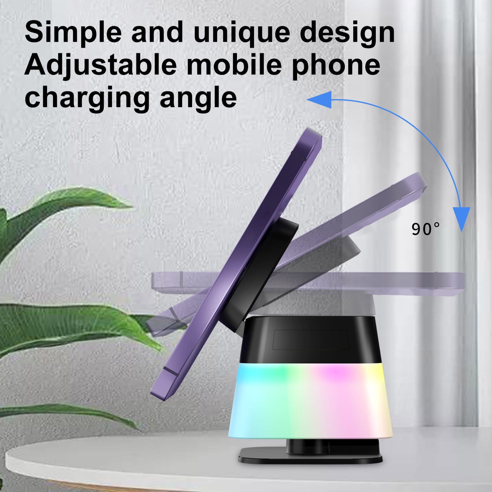 Kchsji Rotating Folding Four-in-One Desk Lamp With Wireless Charger 15W Fast Charging Magnet Adsorption Three Lighting Modes for Phone Watch Earphone Charging Home Office Study Room Bedroom Decor