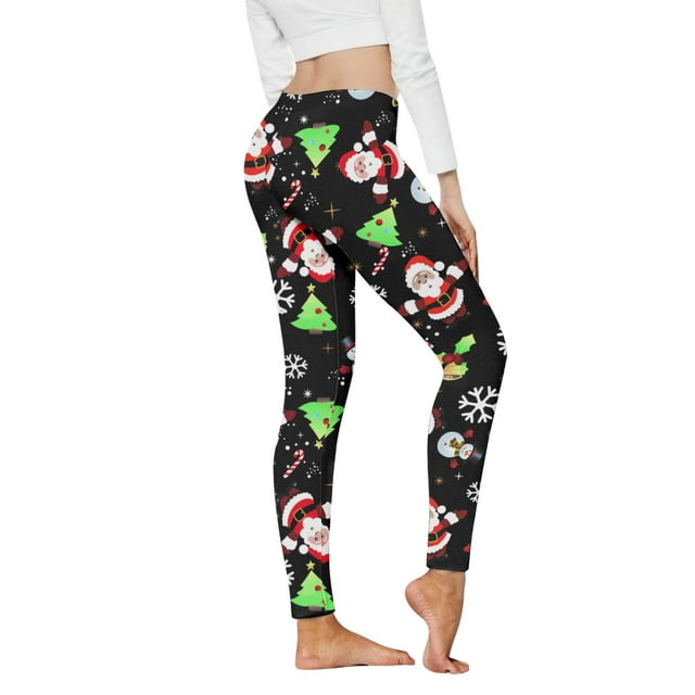 MKLEKYY Leggings de yoga para mujer, mallas con estampado navideño, leggings deportivos de control para yoga, leggings de cintura alta para mujer
