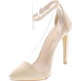 thumbnail image 2 of Liliana Women's Olga 1a Pointed Toe Lucite Panel Ankle Strap Heels, Nude Pat., 7.5, 2 of 4