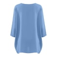 thumbnail image 6 of Stamzod 3/4 Length Sleeve Womens Tops Dressy Casual Work Shirts Beach Vacation Flowy Blouses with Pocket Blue B XL, 6 of 9
