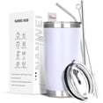 thumbnail image 1 of Vaso Térmico de Acero Inoxidable, Easytao Taza Termica Frio y Caliente para Cafe con Tapa y Popote, Cepillo de limpieza, Termo Infusor de Vacío Doble para Hombre, Mujer, Regalo (20oz/590ml, Blanco, 1 of 3