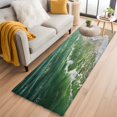 thumbnail image 2 of Watercolor Beach Waves Washable Area Rug 2x6 Abstract Green Ocean Low-Profile Area Rugs with Non Slip Backing Indoor Floor Carpet for Entrance Living Room Bedroom Home Office, 2 of 9
