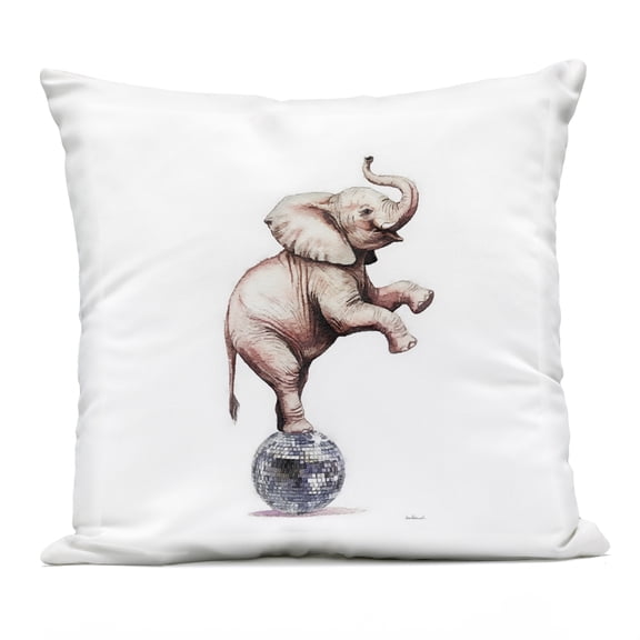Stupell Industries Elephant on Disco Ball Design by Amanda Greenwood Outdoor Printed Pillow