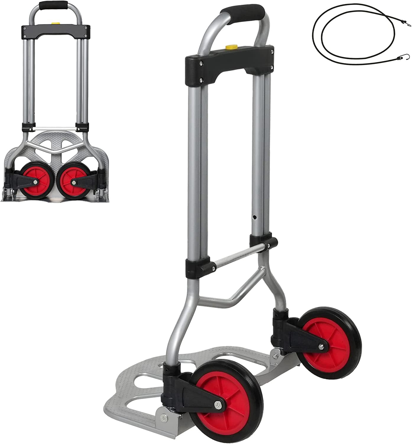 Aluminum Alloy Heavy Duty Hand Dolly Cart, Folding Hand Truck with 2