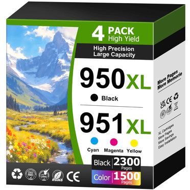 950XL and 951XL Ink Cartridges Compatible for HP 950 and 951 Ink Cartridges for Officejet Pro 8600 8610 8620 Printer ( 4 Pack )