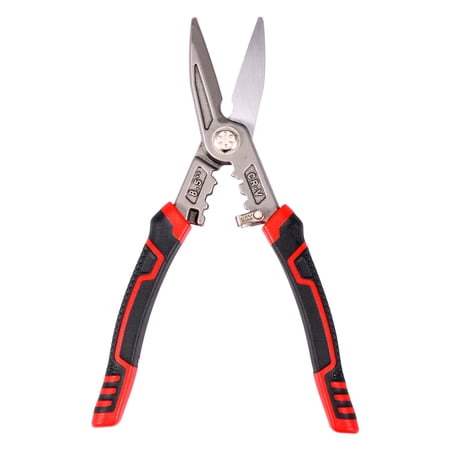 Tin Snips 8in Heavy Duty Metal Cutter Shears with Serrated Blades Built in Spring Loaded Design for Cutting Aluminium Sheet Wire Mesh Plastic