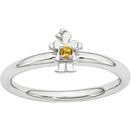 Stackable Expressions Citrine Sterling Silver Rhodium Girl Ring