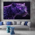 thumbnail image 3 of Mudket Framed Purple Glitter Crystal Leopard Canvas Wall Art, Glam Leopard Print Wall Decor for Women Bedroom, Trendy Animal Wall Art, Ready to Hang - 12"L x 8"W, 3 of 10