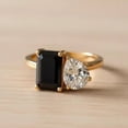 thumbnail image 2 of Delicate Emerald Cut Onyx & Pear Cut Diamond Toi Et Moi Ring, Two Stone Engagement Ring, Black And White Anniversary Ring, Promise Ring, Handmade Jewelry, 2 of 5
