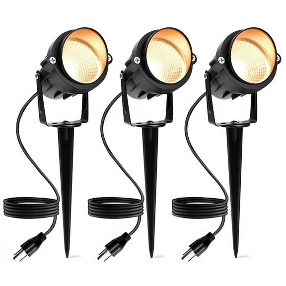 Outdoor Landscape Lights 10W Outdoor Lighting 3000K Warm Light with Stand & COB Led Spotlights for Yard Lawn Flag, 1000LM Waterproof Landscape Lighting 5.9 FT Plug Cord