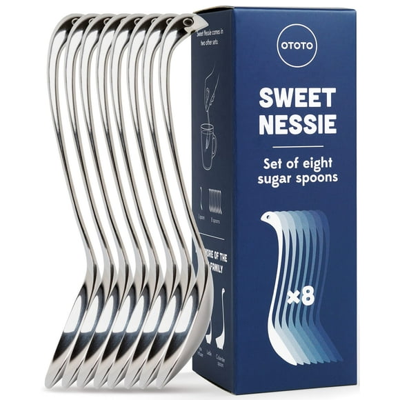 OTOTO Sweet Nessie Sugar Spoon (Set of 8) - Stainless Steel Tea Spoon - 100 Food grade Dishwasher Safe - Perfect Spoon for Tea coffee