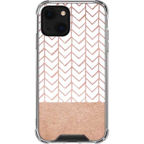 Skinit Stripes Rose Gold Herringbone iPhone 14 Plus Clear Case