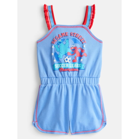 Sesame Street Toddler Girls Sleeveless Romper, Sizes 12M-5T