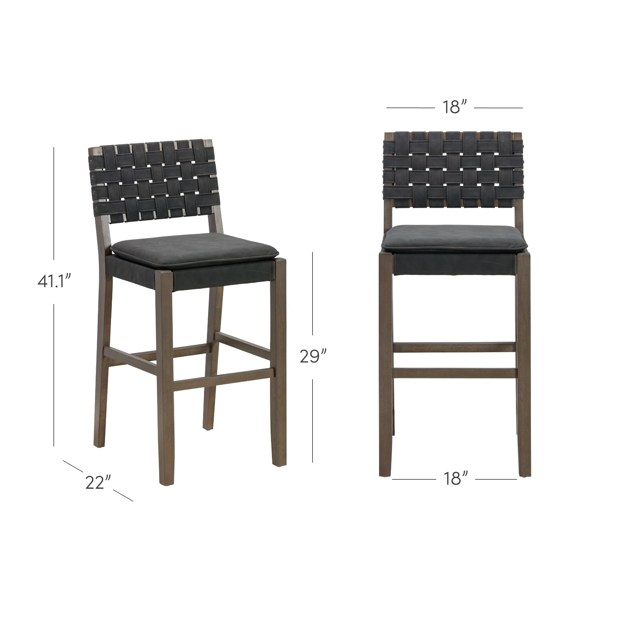 Nathan James Cohen Saddle Bar Height Stools, Black