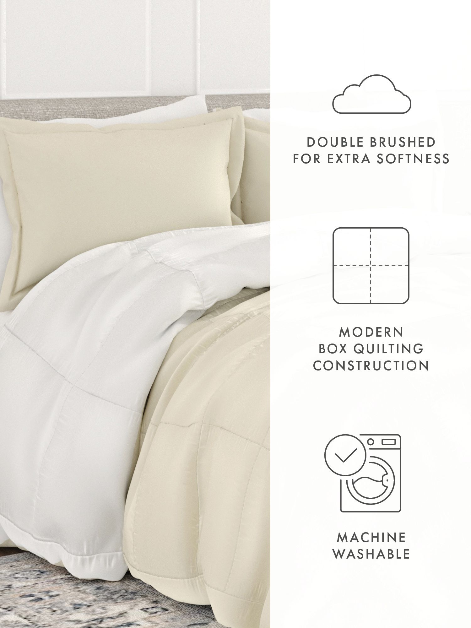 Comfort Canopy - Reversible White/Ivory Lightweight All Season Down-Alternative Comforter for Twin Size Beds