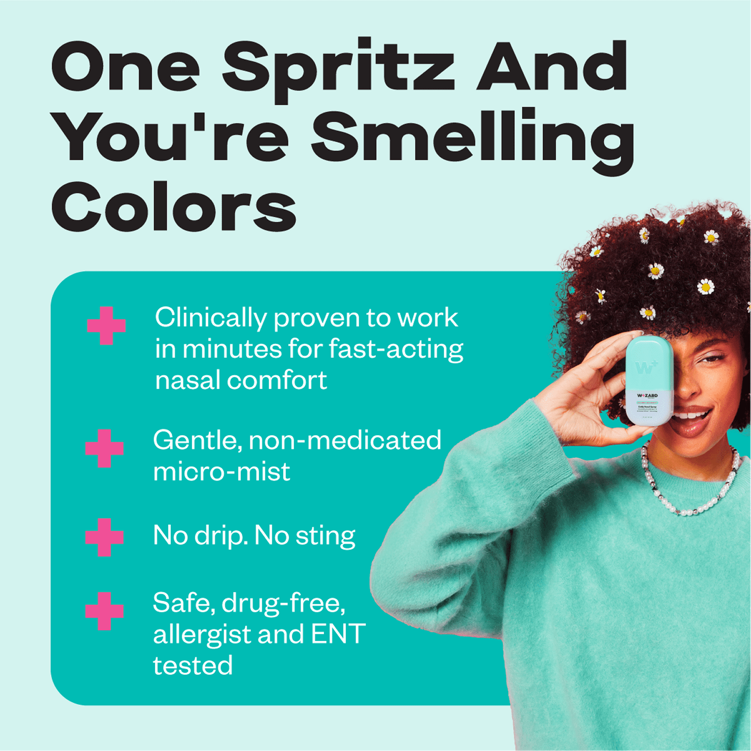 Wizard Wellness Daily Nasal Spray with Postbiotics, Drug-Free, Botanical Breeze, 272 Sprays