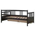 thumbnail image 5 of Twin Daybed with 2 Drawers, Wood Twin Size Sofa Bed Frame with Wooden Slat Supports, Wood Storage Platform Bed for Bedroom, Living Room, Guest Room, No Box Spring Needed, Espresso, 5 of 9