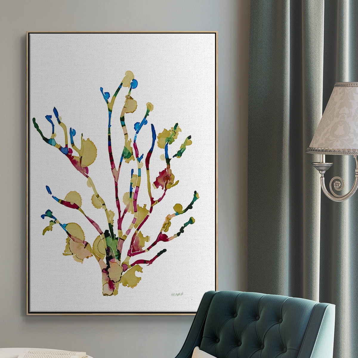 Sea Coral III Framed Premium Gallery Wrapped Canvas - Ready to Hang - 25 x 37 - Natural Wood Floating Frame