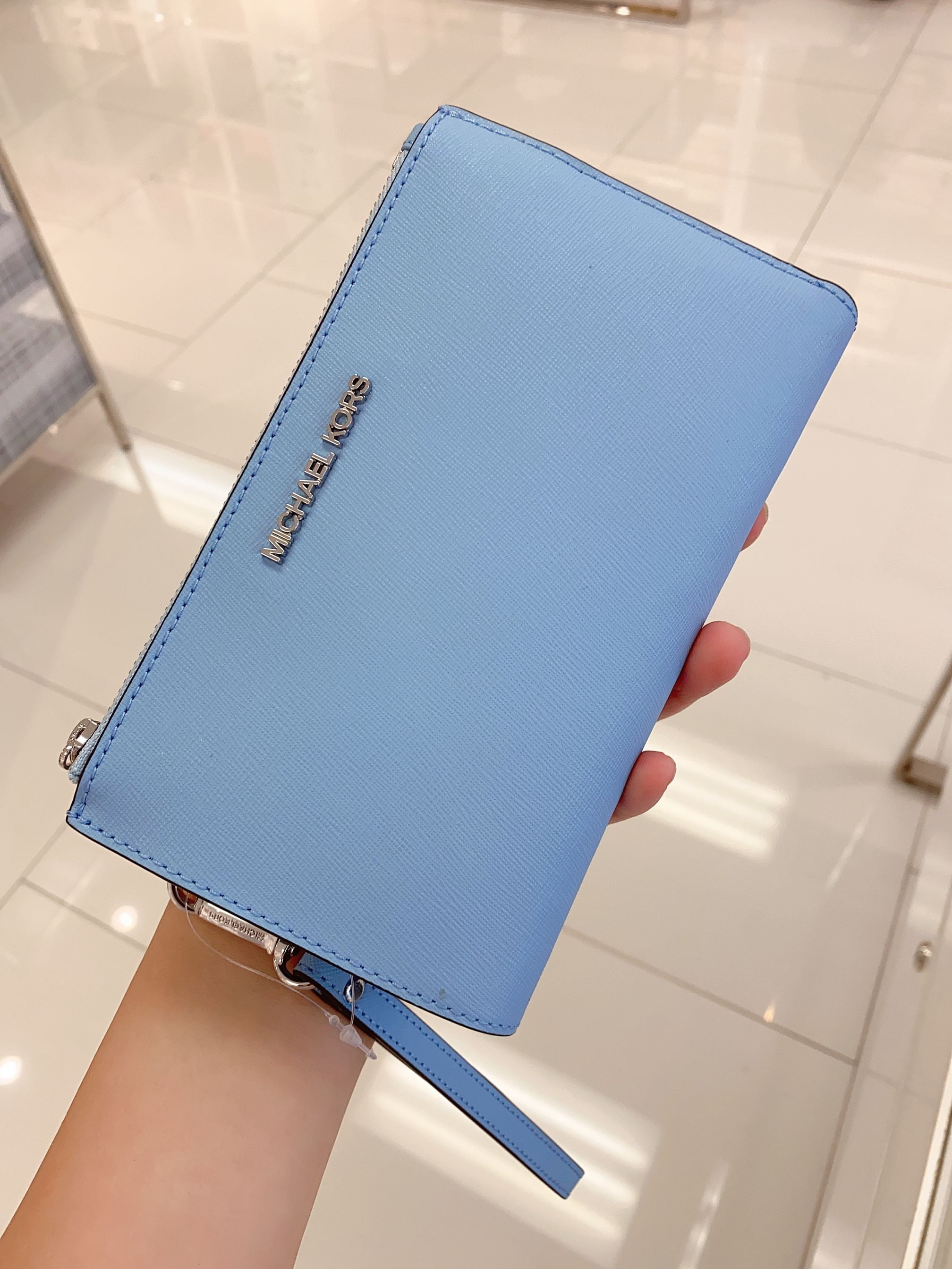 light blue mk wallet